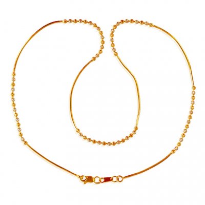 22k Gold Two Tone Ball Chain ( 22Kt Gold Fancy Chains )