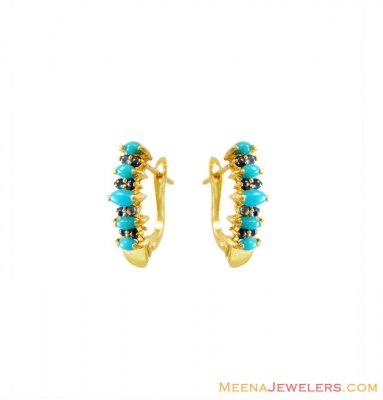 Turquoise Earring (22K) ( Precious Stone Earrings )