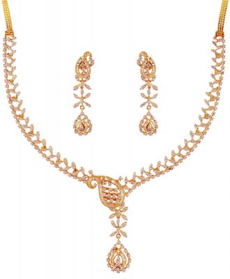 18K Gold Diamond Necklace Set ( Diamond Necklace Sets )