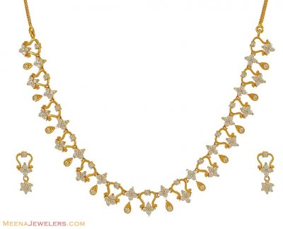 Gold Signity Necklace Set ( Gold Designer Sets )