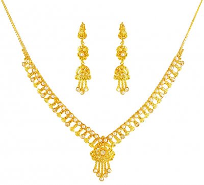Gold Pearls Necklace Set ( Light Sets )