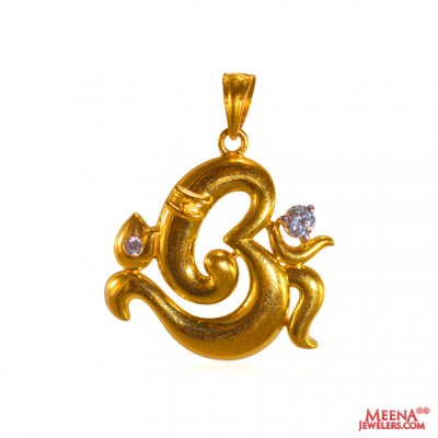 22K Gold Om Ganesha Pendant ( Om Pendants )