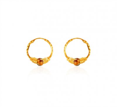 22k Gold Meenakari Hoop Earrings - ErHp23748 - 22k Gold Meenakari Hoop ...