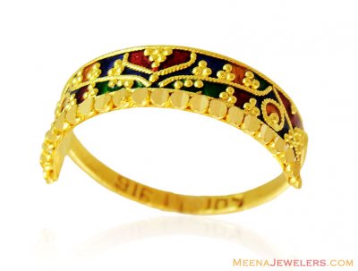 Meenakari Ladies Gold Ring 22k ( Ladies Signity Rings )