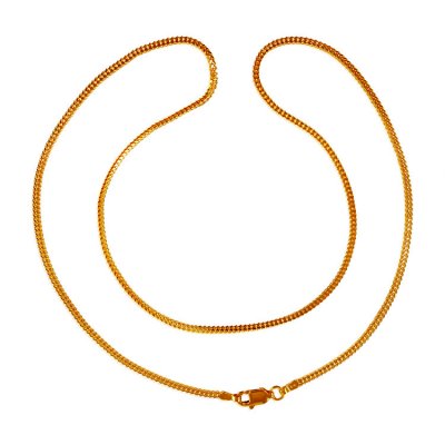 22KT Gold Two Tone Chain (20 Inch) ( Plain Gold Chains )