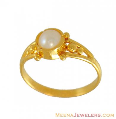 22Kt Pearl Baby Ring ( 22Kt Baby Rings )