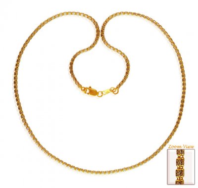 22 Karat Gold Two Tone Chain 18In ( 22Kt Gold Fancy Chains )