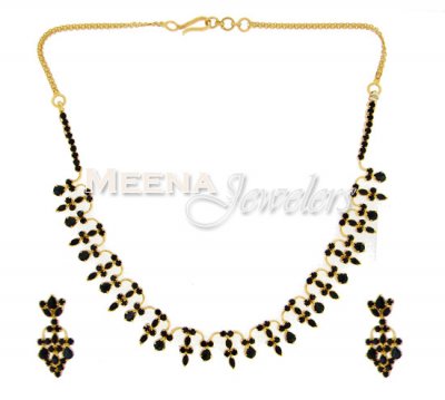 22 Kt Gold Sapphire Set ( Sapphire Necklace Sets )