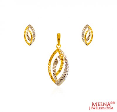 22Kt Gold Fancy TwoTone Pendant Set ( Fancy Pendant Set )