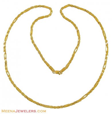 Gold Rope Chain (24 Inch) - ChPl8261 - 22k gold designer rope chain in ...
