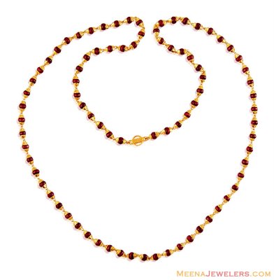 22k Gold Holy Red Tulsi Mala ( 22Kt Long Chains (Ladies) )