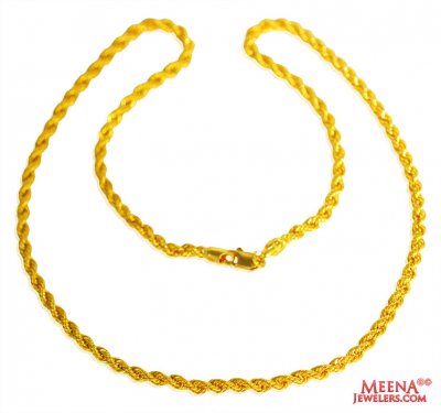 22 Kt Hollow Rope Chain (24 Inches) ( Plain Gold Chains )