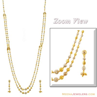 22K Two Tone Layered Necklace Set ( 22 Kt Gold Sets )