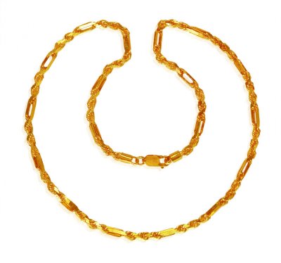 22Kt Gold Rope Chain 20In ( Men`s Gold Chains )