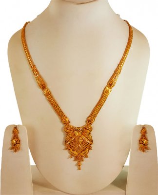 22k Yellow Gold Long Necklace Set ( 22 Kt Gold Sets )