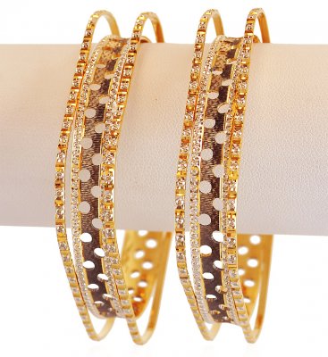 22k Fancy Rhodium (1 PC ONLY) Bangles  ( Two Tone Bangles )