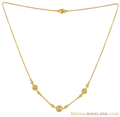 22kt Gold Chain( with CZ) ( Necklace with Stones )