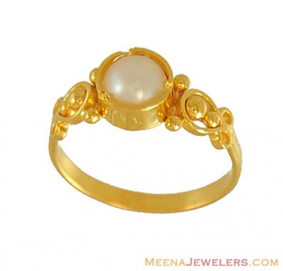 22k Baby Ring With Pearl ( 22Kt Baby Rings )
