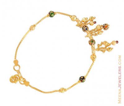 22K Gold Bracelet With Enamel Paint ( Ladies Bracelets )