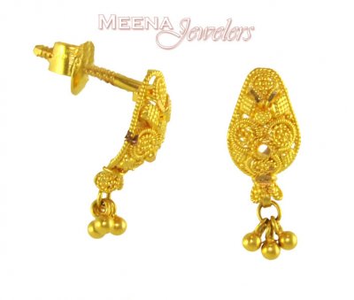 22Kt Gold Filigree Earrings ( 22Kt Gold Fancy Earrings )