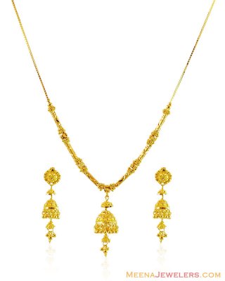 22k Indian Jhumki Necklace Set ( Light Sets )