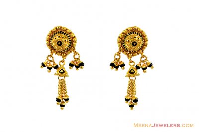 22K Meena Enamel Paint Earrings  ( 22 Kt Gold Tops )