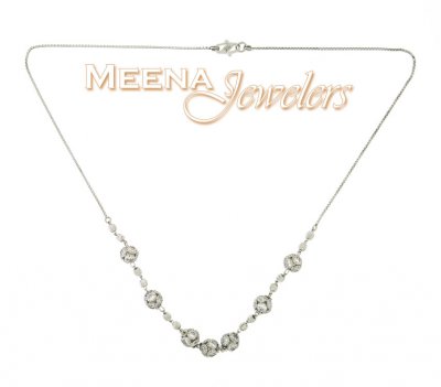 22kt white Gold Chain (Necklace) with CZ ( Necklace with Stones )