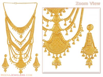 Indian Rani Haar (22Kt Gold) ( Bridal Necklace Sets )