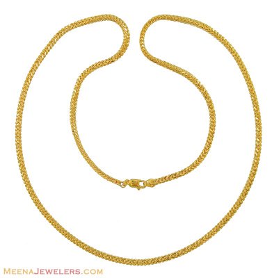 22K Gold Foxtail Chain (24 Inch) ( Men`s Gold Chains )