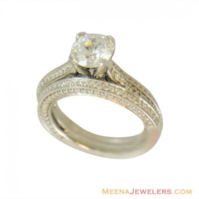 18k Exclusive Engagement Ring ( Ladies White Gold Rings )