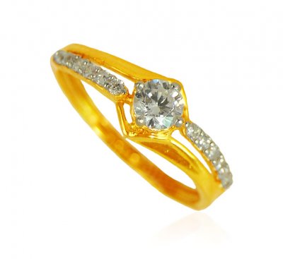 22K Gold  Signity Ring ( Ladies Signity Rings )