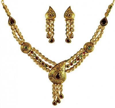 22Karat Gold Antique Necklace Set ( Antique Necklace Sets )