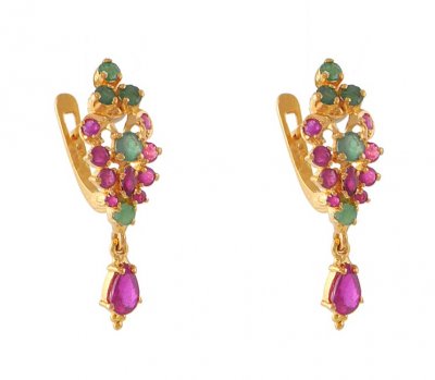 Gold Earrings with Precious Stones ( Precious Stone Earrings )