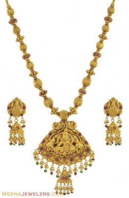 22K Antique Designer Temple Jewelry ( Antique Necklace Sets )