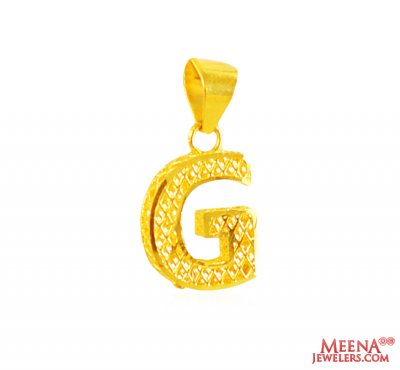 22Kt Gold Initial Pendant (G) ( Initial Pendants )