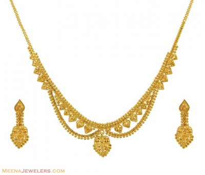 22Kt Gold Necklace Set  ( Light Sets )