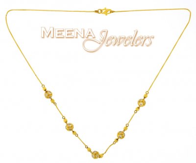 22kt Gold Chain (Necklace) with CZ ( Necklace with Stones )