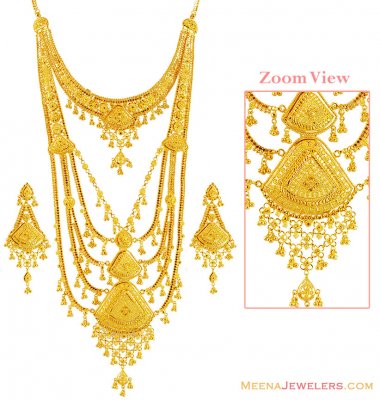 22K Gold Designer Bridal Rani Haar  ( Bridal Necklace Sets )