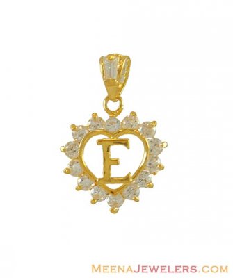 22Kt Gold Pendant with Initial(E) ( Initial Pendants )