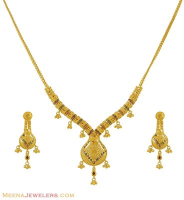 22K Meenkari Necklace Set ( Light Sets )
