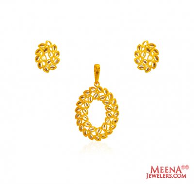 22Kt Gold Fancy TwoTone Pendant Set ( Fancy Pendant Set )