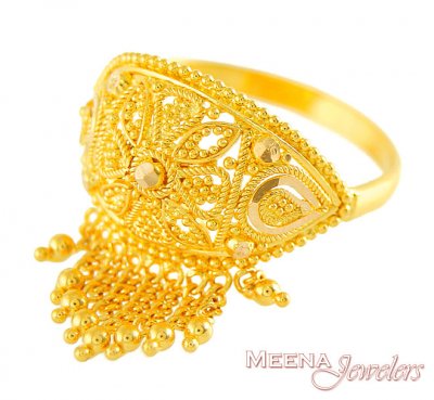 Filigree Ring with Dangling ( Ladies Gold Ring )