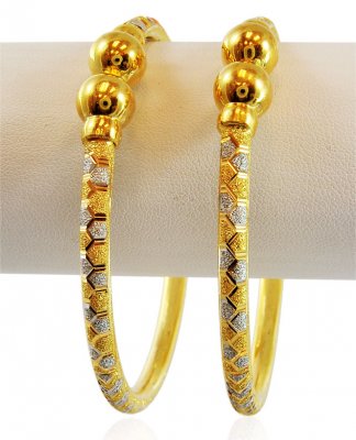 22k Gold Two Tone Kadas - BaKa17305 - 22k Gold Fancy Indian style Pipe ...