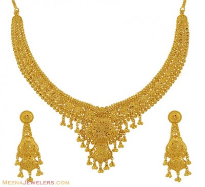 22k Yellow Gold Necklace Set ( 22 Kt Gold Sets )