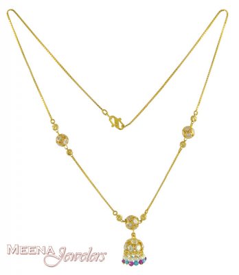Ladies Designer Gold Chain  ( Necklace with Stones )