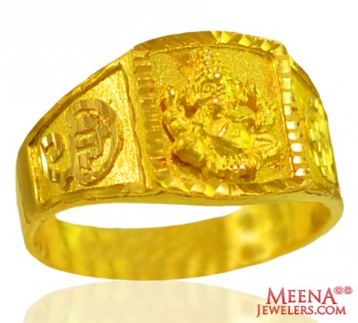 22K Gold Ganesh Mens Ring ( Religious Rings )