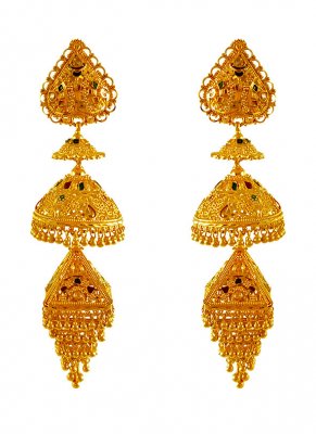 22kt Gold Long Jhumkhi Earring ( Long Earrings )