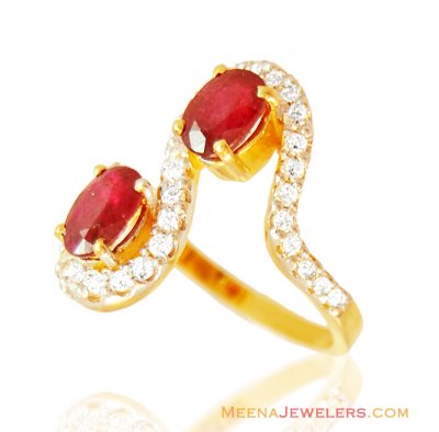 22K Gold Exclusive Ruby Ring ( Ladies Rings with Precious Stones )