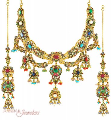 22Kt Gold Antique Set ( Antique Necklace Sets )