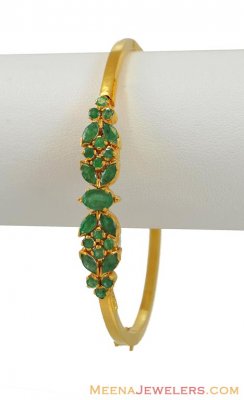 Emerald Bangles (22 Karat Gold) ( Precious Stone Bangles )